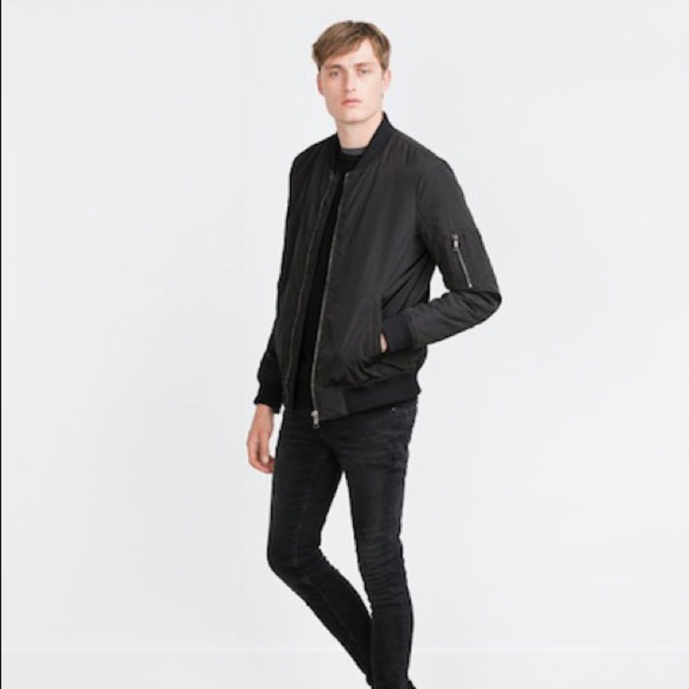 Zara men’s black bomber jacket